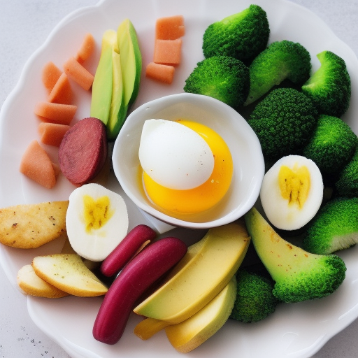 

An image of a colorful plate of finger foods such as steamed broccoli, boiled egg slices, banana slices, and avocado wedges, all arranged in a fun and appealing way. The image conveys the idea of healthy, nutritious finger foods